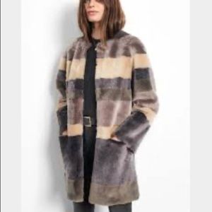 Striped Shearling Coat by Anine Bing
